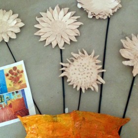 Jenni Ward ceramic sculpture | the dirt | sunflower installation