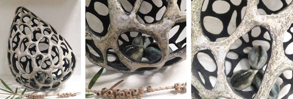 Nest with Blue Pods | the dirt | Jenni Ward ceramic sculpture