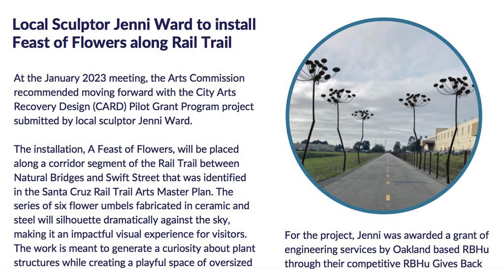 Local Sculptor Jenni Ward to install Feast of Flowers along Rail Trail | press | Jenni Ward ceramic sculpture